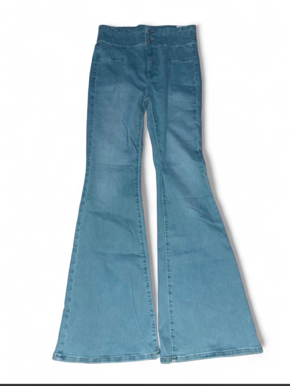 Free People Mid-Blue High-Rise Flare Jeans